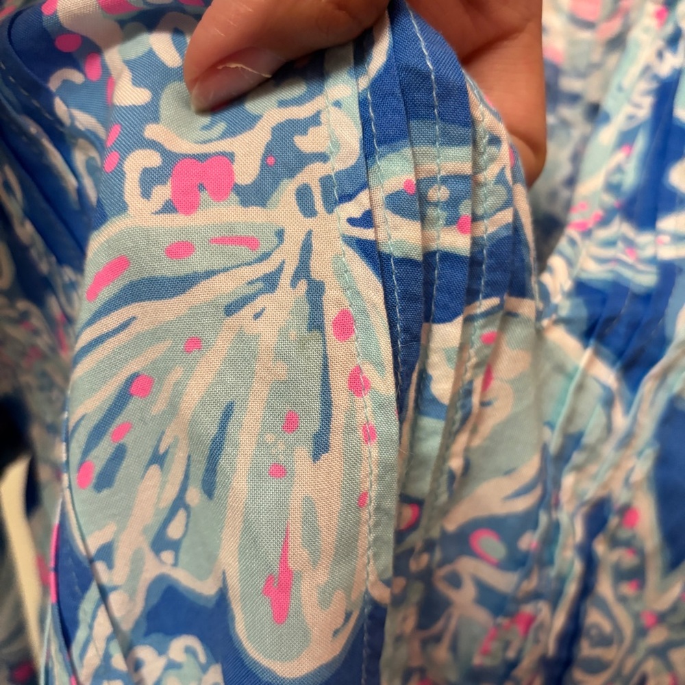 Lilly Pulitzer Sarasota Tunic Top Bay Blue Into the Deep Long Sleeve Top Medium - Picture 7 of 12